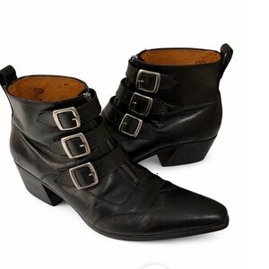 John Fluevog Jack triple strap Black Leather Men's Boots
